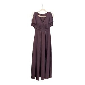 JJ's House A-line V-Neck Floor-Length Chiffon Bridesmaid Dress Plum Size 2 RG1
